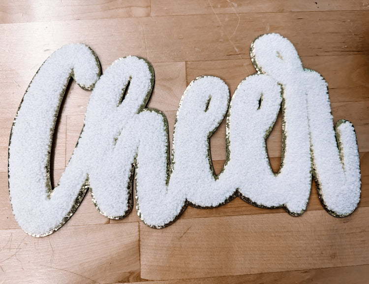 White Cheer Chenille Patch
