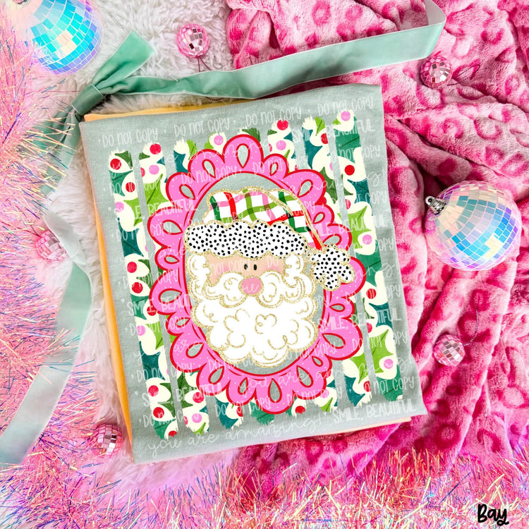 Preppy Santa Frame Christmas DTF Transfer