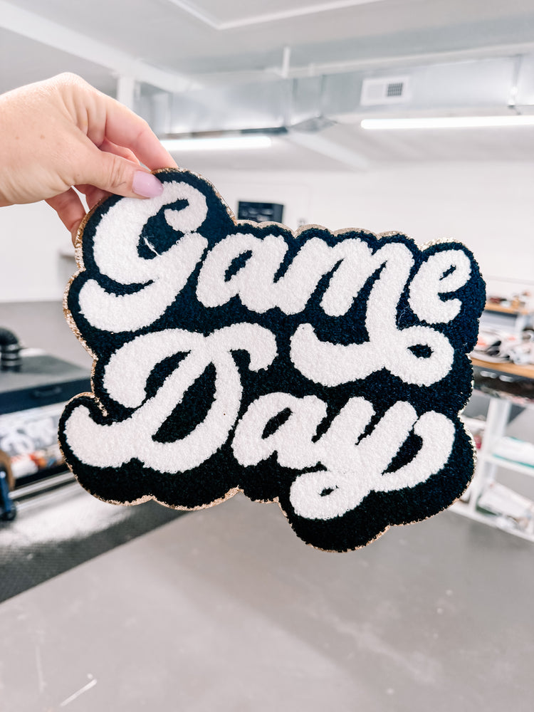 White & Black Game Day Chenille Patch