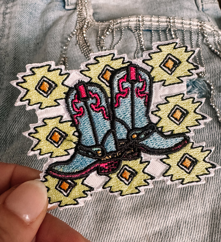 Aztec Cowgirl Boots Western Hat/Pocket Patch