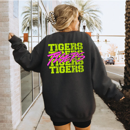 Neon Tigers Mascot School Spirit DTF Transfer