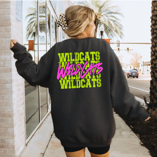 Neon Wildcats Mascot School Spirit DTF Transfer