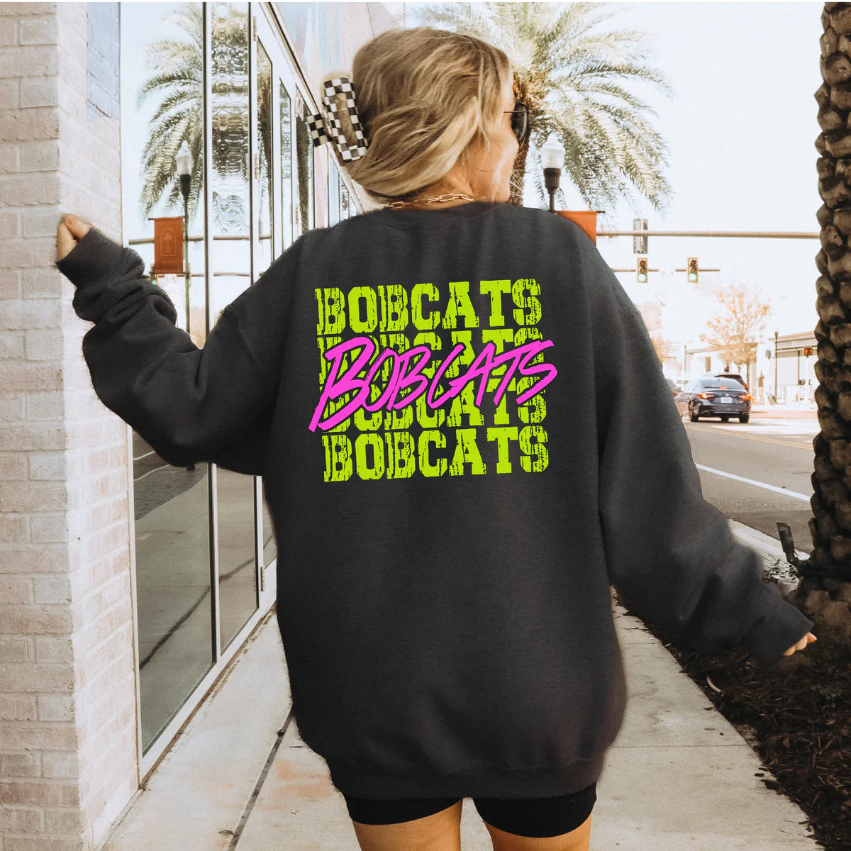 Neon Bobcats Mascot School Spirit DTF Transfer