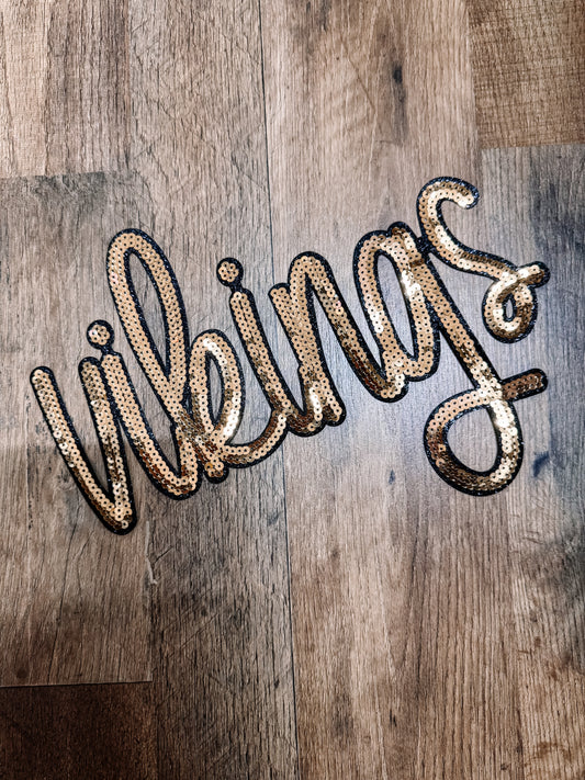 Gold Vickings Sequin Chenille Patch (Adult Size)