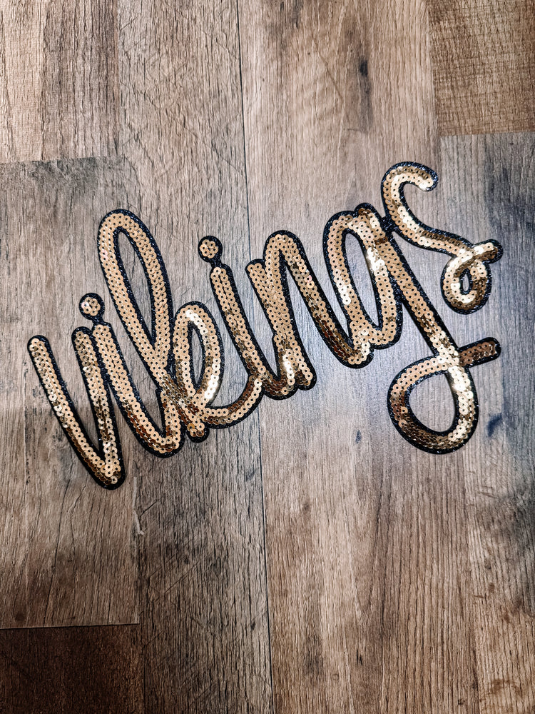 Gold Vickings Sequin Chenille Patch (Adult Size)