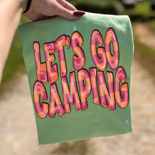 Checkered Let's Go Camping DTF Transfer