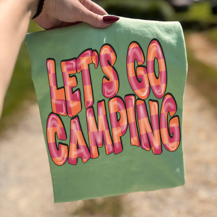 Checkered Let's Go Camping DTF Transfer