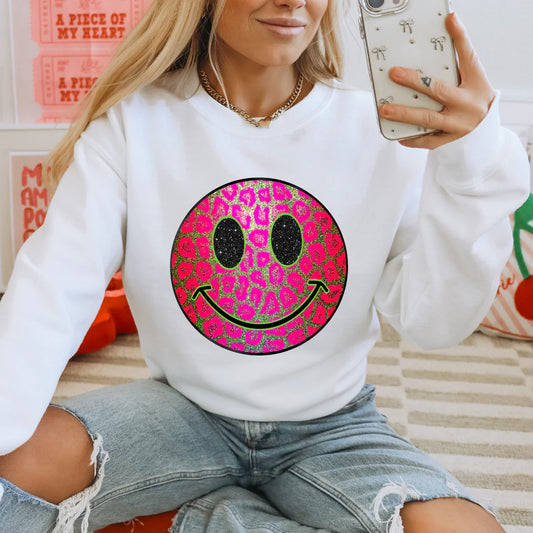 Valentine Hot Pink Leopard Print Smile DTF Transfer