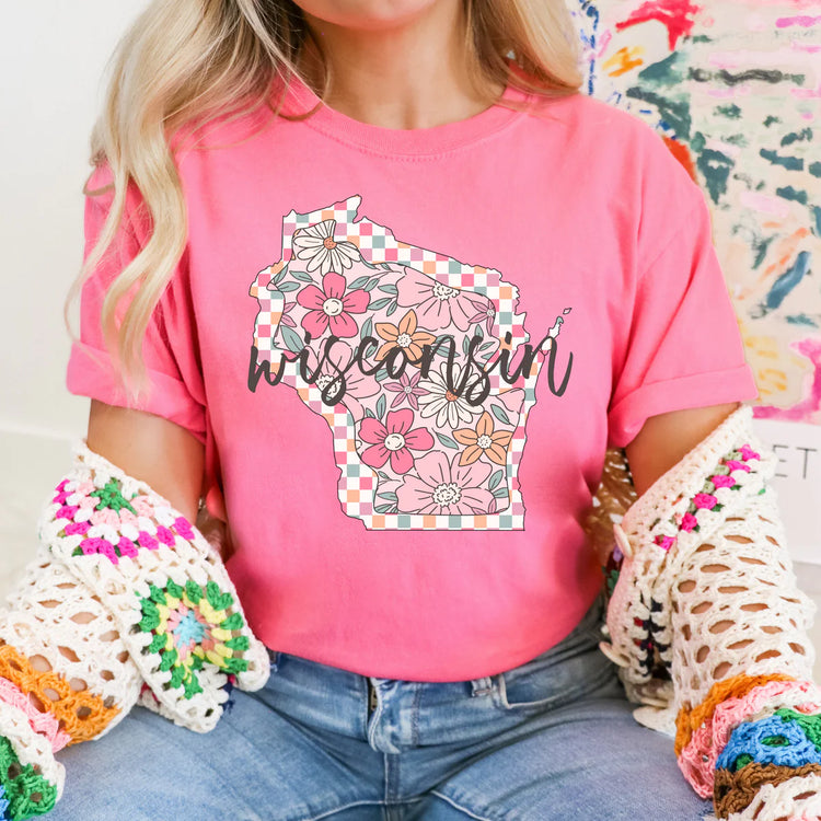 Spring Floral State Wisconsin DTF Transfer