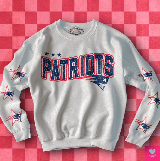 Patriots Distressed DTF Transfer (BOTH SLEEVE + FRONT)