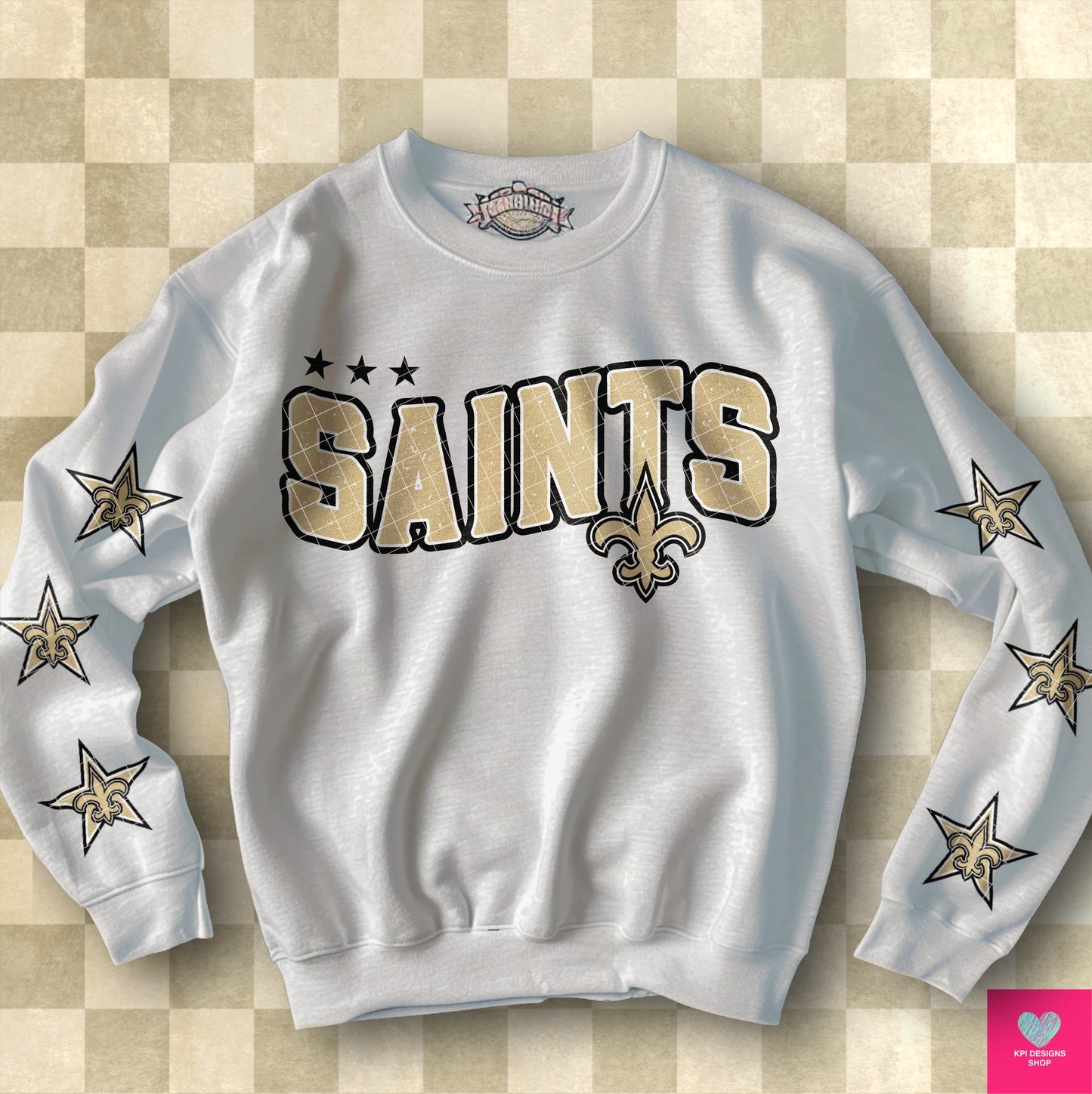 Saints Distressed DTF Transfer (BOTH SLEEVE + FRONT)