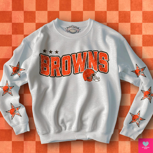 Browns Distressed DTF Transfer (BOTH SLEEVE + FRONT)