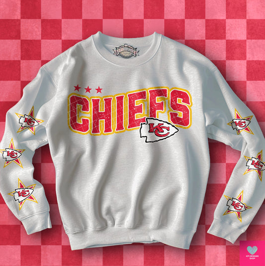 Chiefs Distressed DTF Transfer (BOTH SLEEVE + FRONT)