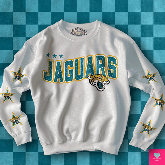 Jaguars Distressed DTF Transfer (BOTH SLEEVE + FRONT)