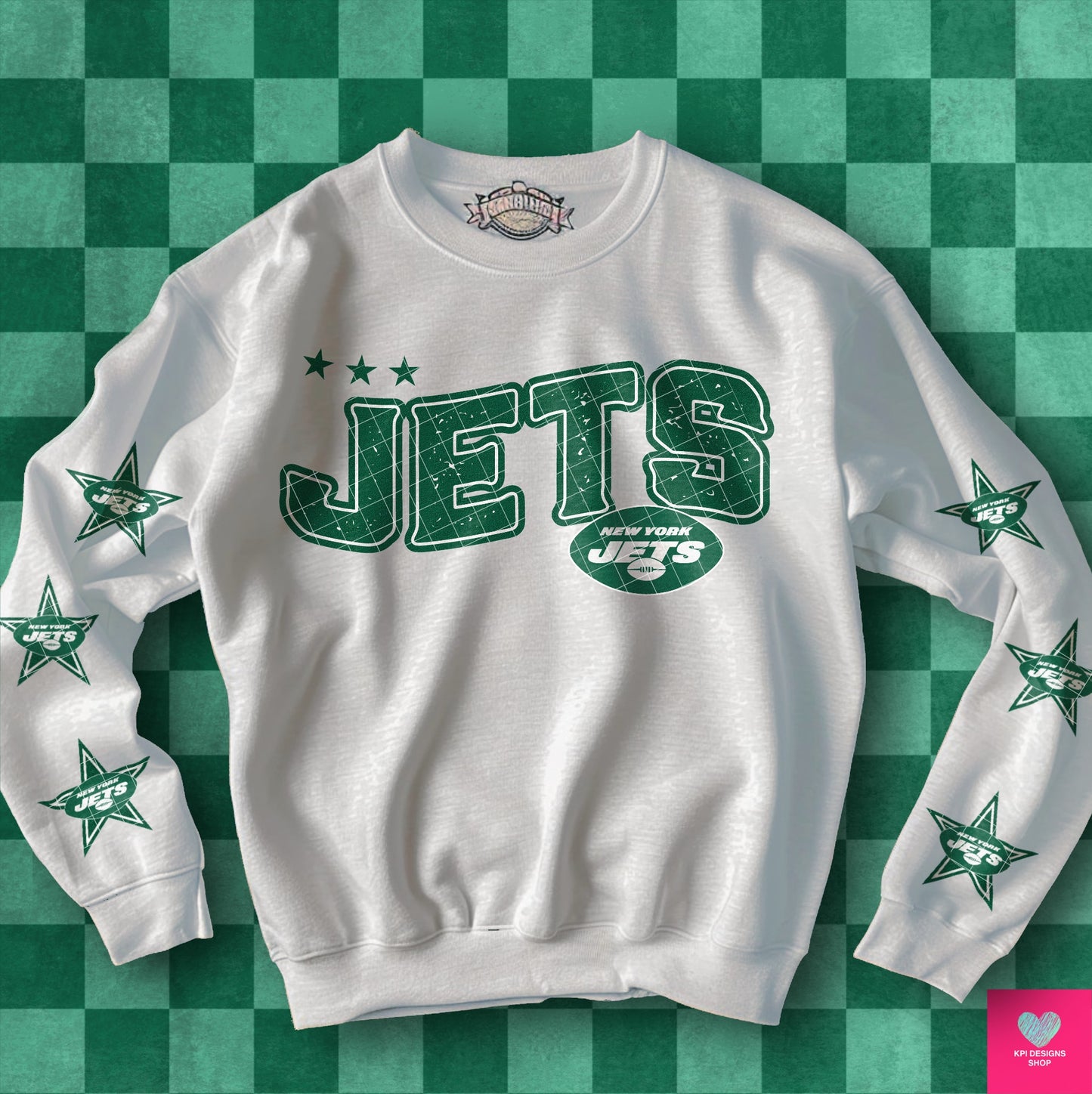 Jets Distressed DTF Transfer (BOTH SLEEVE + FRONT)