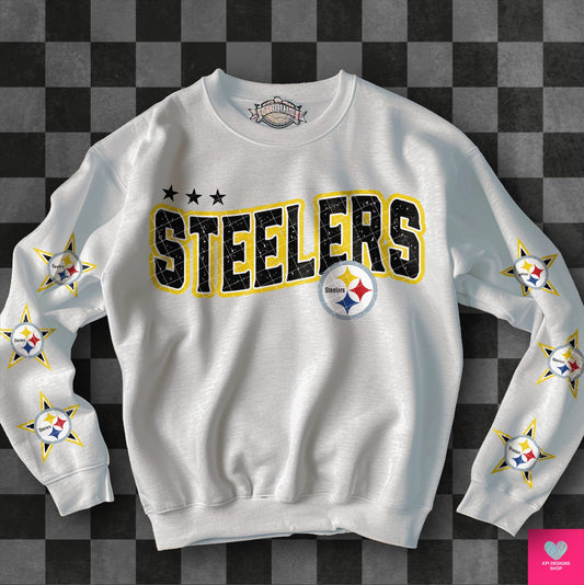 Steelers Distressed DTF Transfer (BOTH SLEEVE + FRONT)