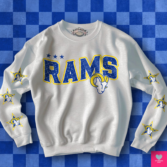 Rams Distressed DTF Transfer (BOTH SLEEVE + FRONT)