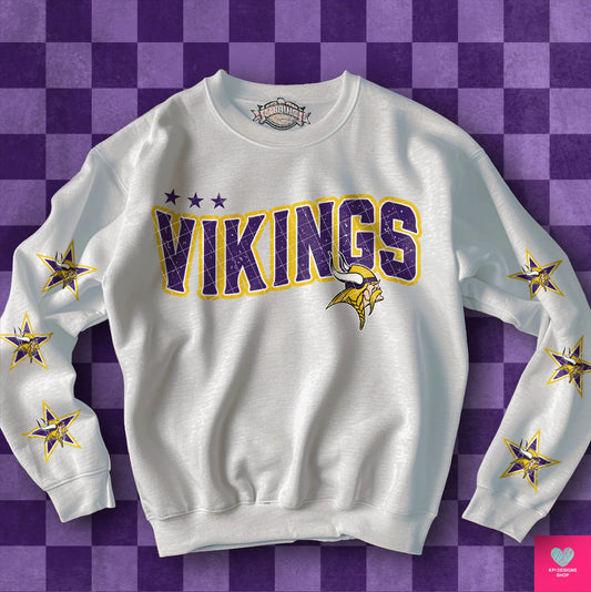 Vikings Distressed DTF Transfer (BOTH SLEEVE + FRONT)