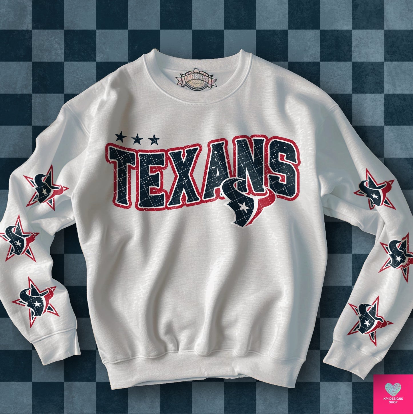 Texans Distressed DTF Transfer (BOTH SLEEVE + FRONT)