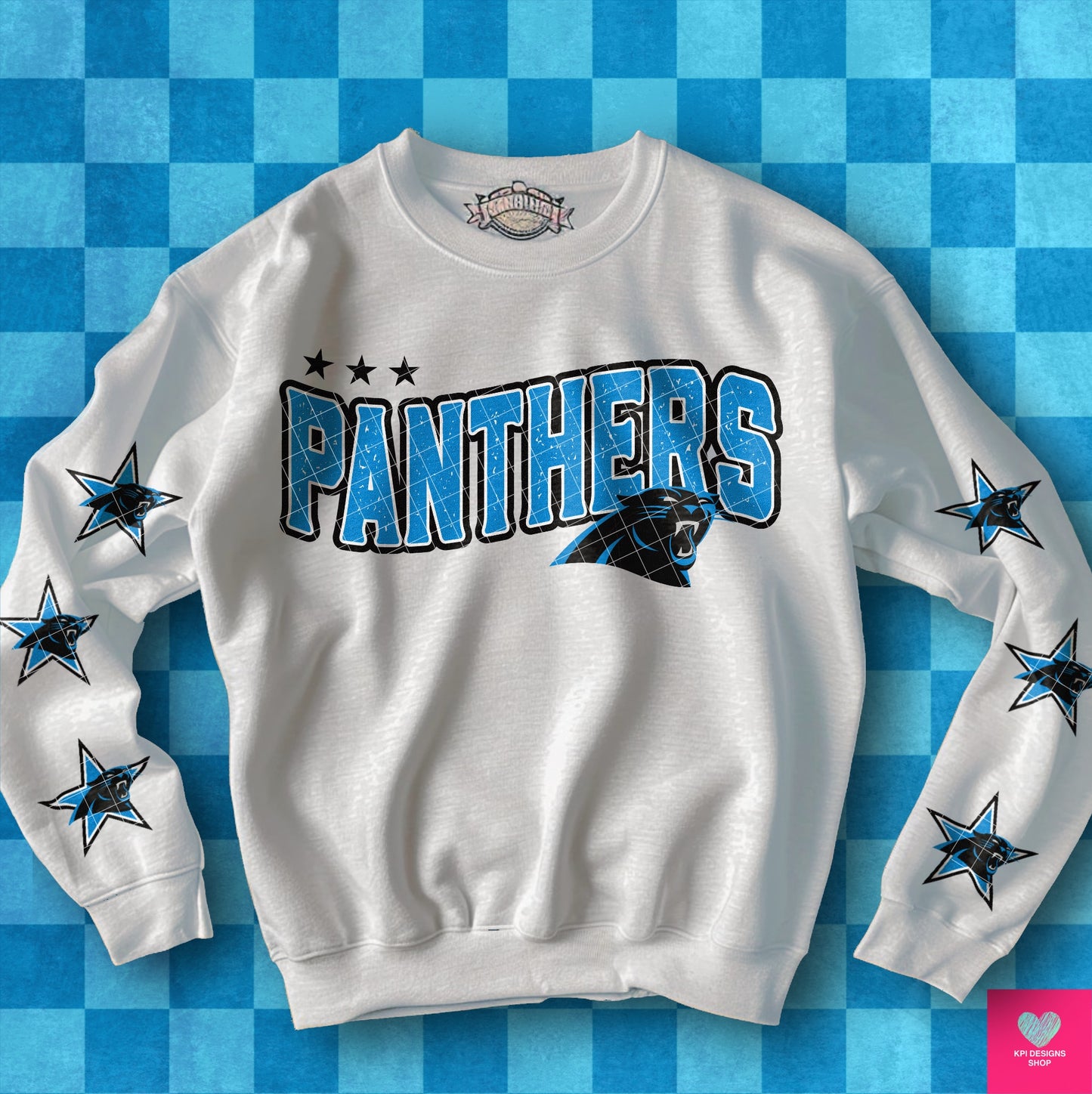 Panthers Distressed DTF Transfer (BOTH SLEEVE + FRONT)