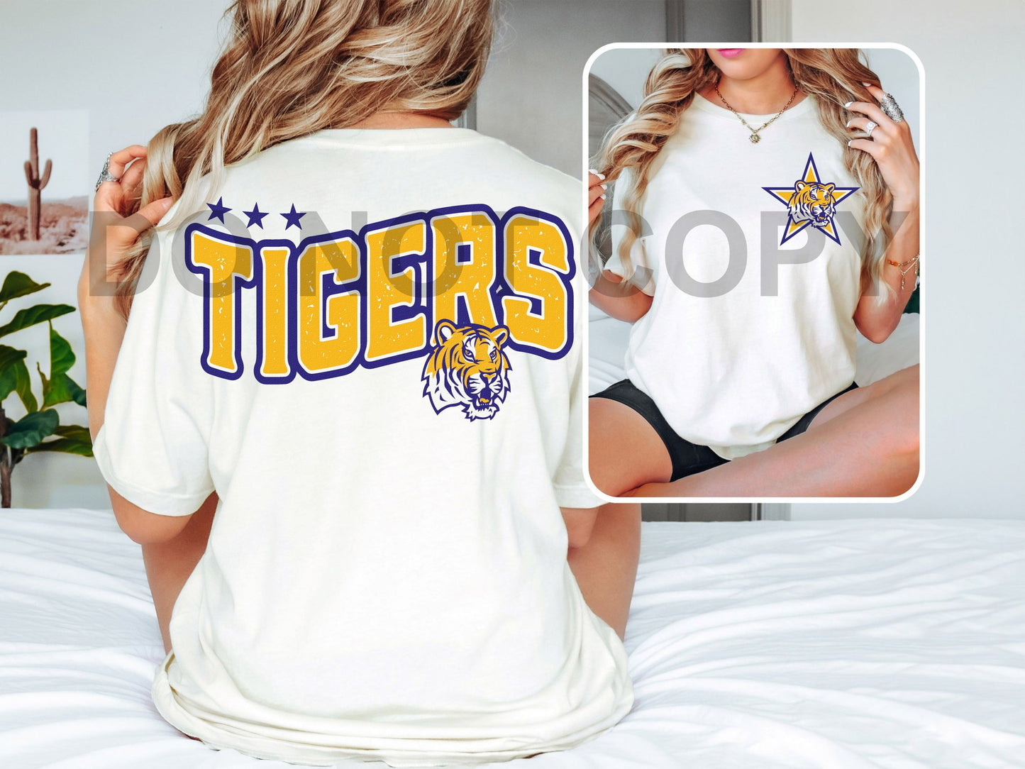 Tigers Yellow + Purple DTF Transfer (INCLUDES FRONT + POCKET)