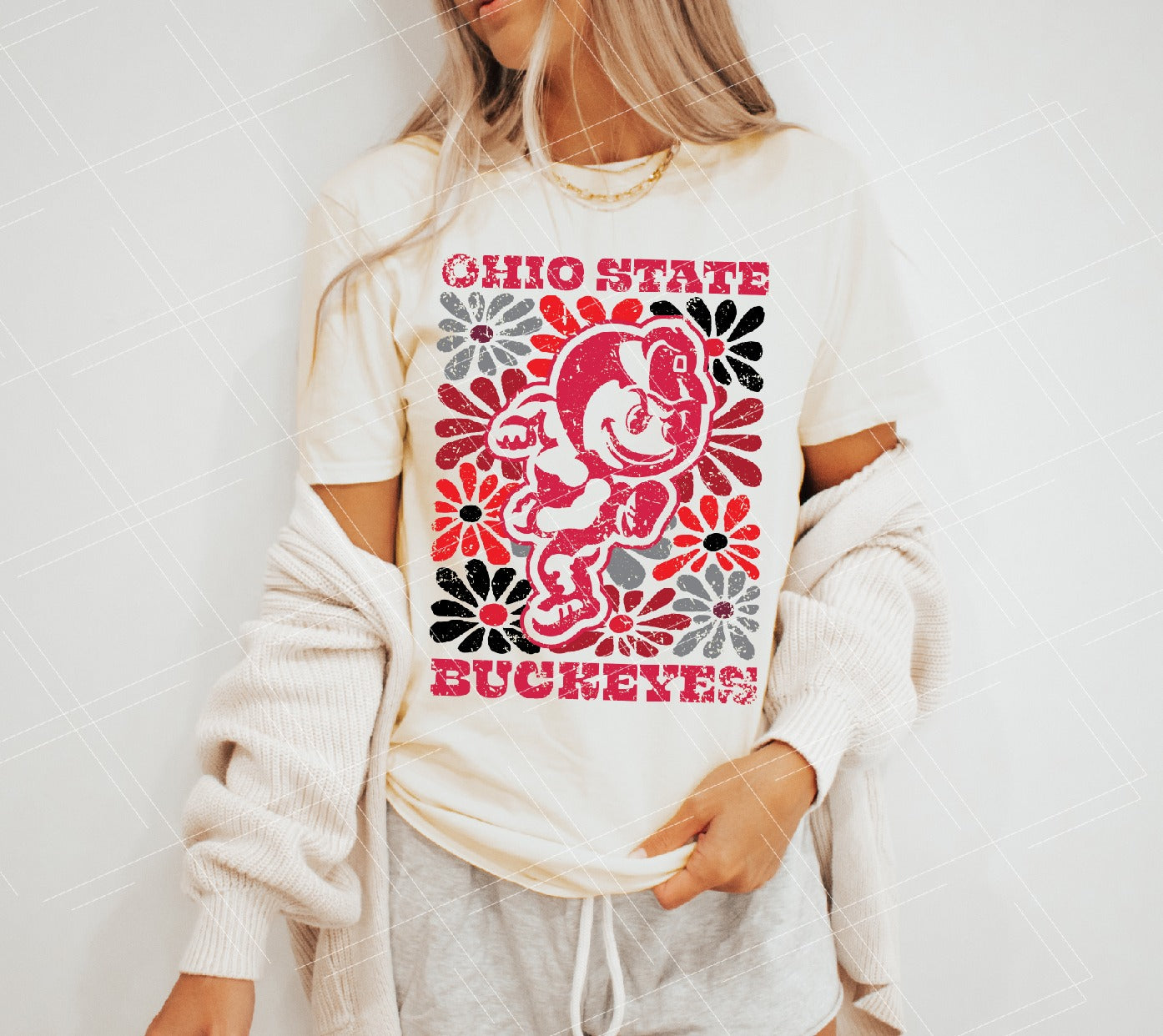 Ohio State Groovy Floral DTF Transfer