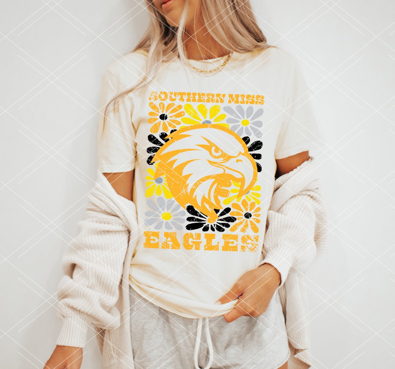 Southern Miss Groovy Floral DTF Transfer