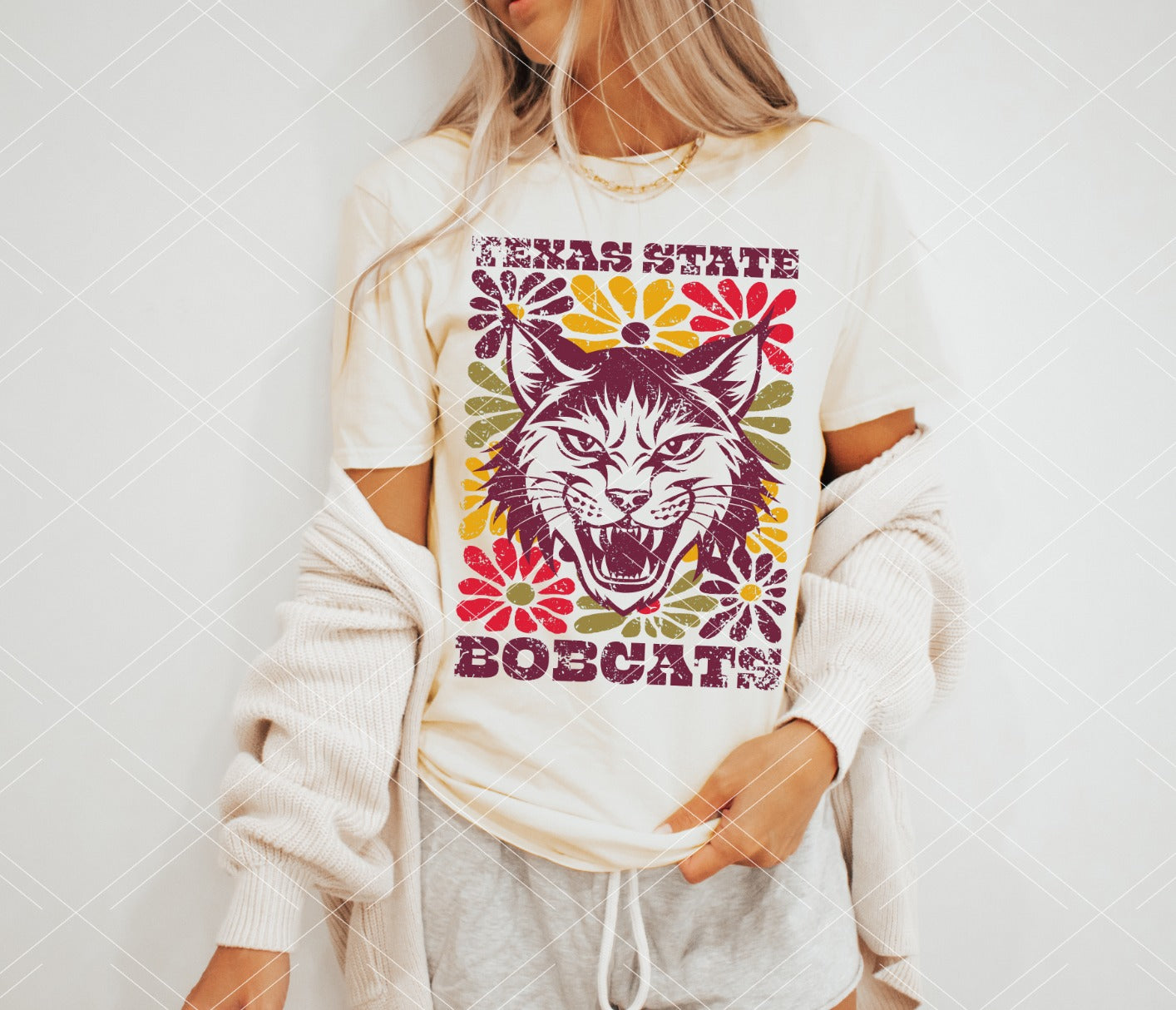 Texas State Groovy Floral DTF Transfer