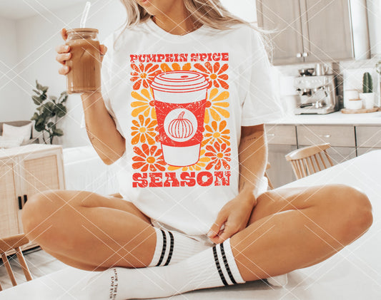 Pumpkin Spice Season Groovy Floral Fall DTF Transfer