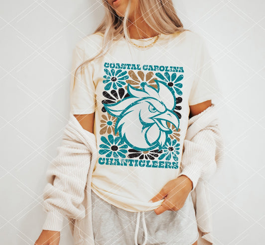 Coastal Carolina Groovy Floral DTF Transfer