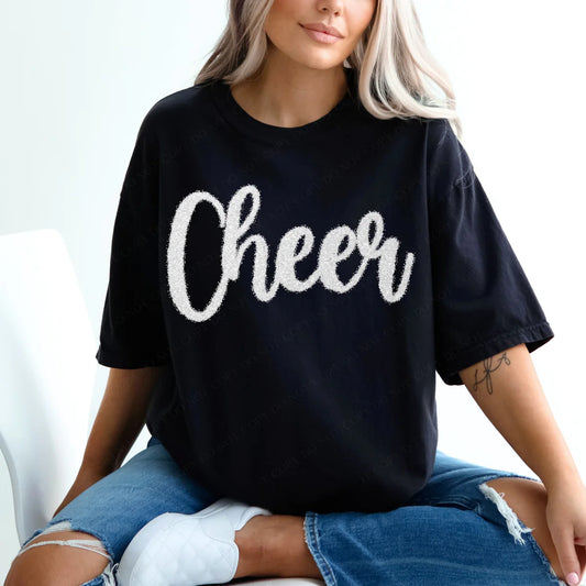 Cheer White Band Faux Tinsel DTF Transfer