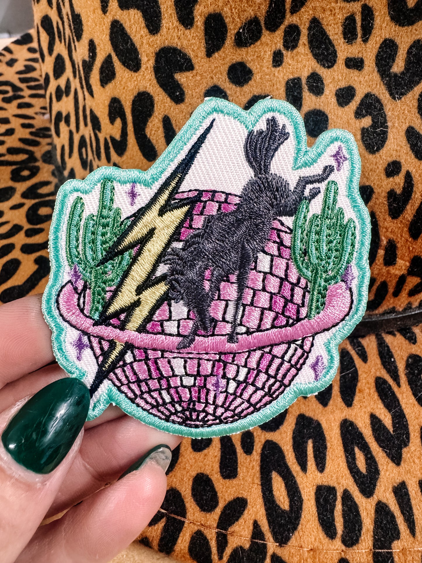 Disco Bucking Horse Western Hat/Pocket Patch