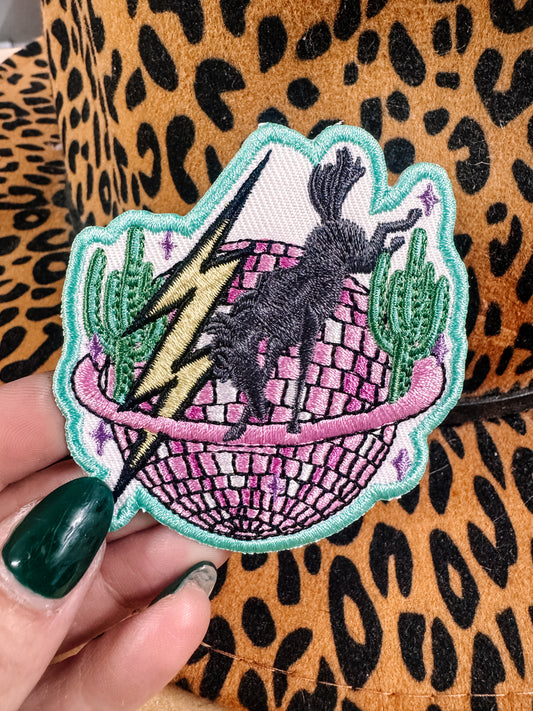 Disco Bucking Horse Western Hat/Pocket Patch