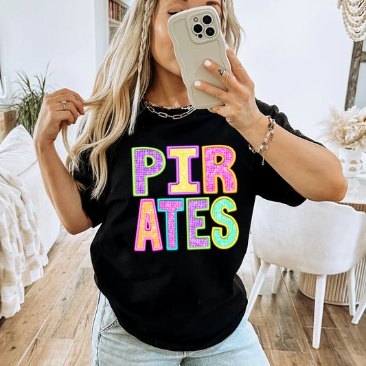 Neon Faux Sequin Pirates School Spirit DTF Transfer