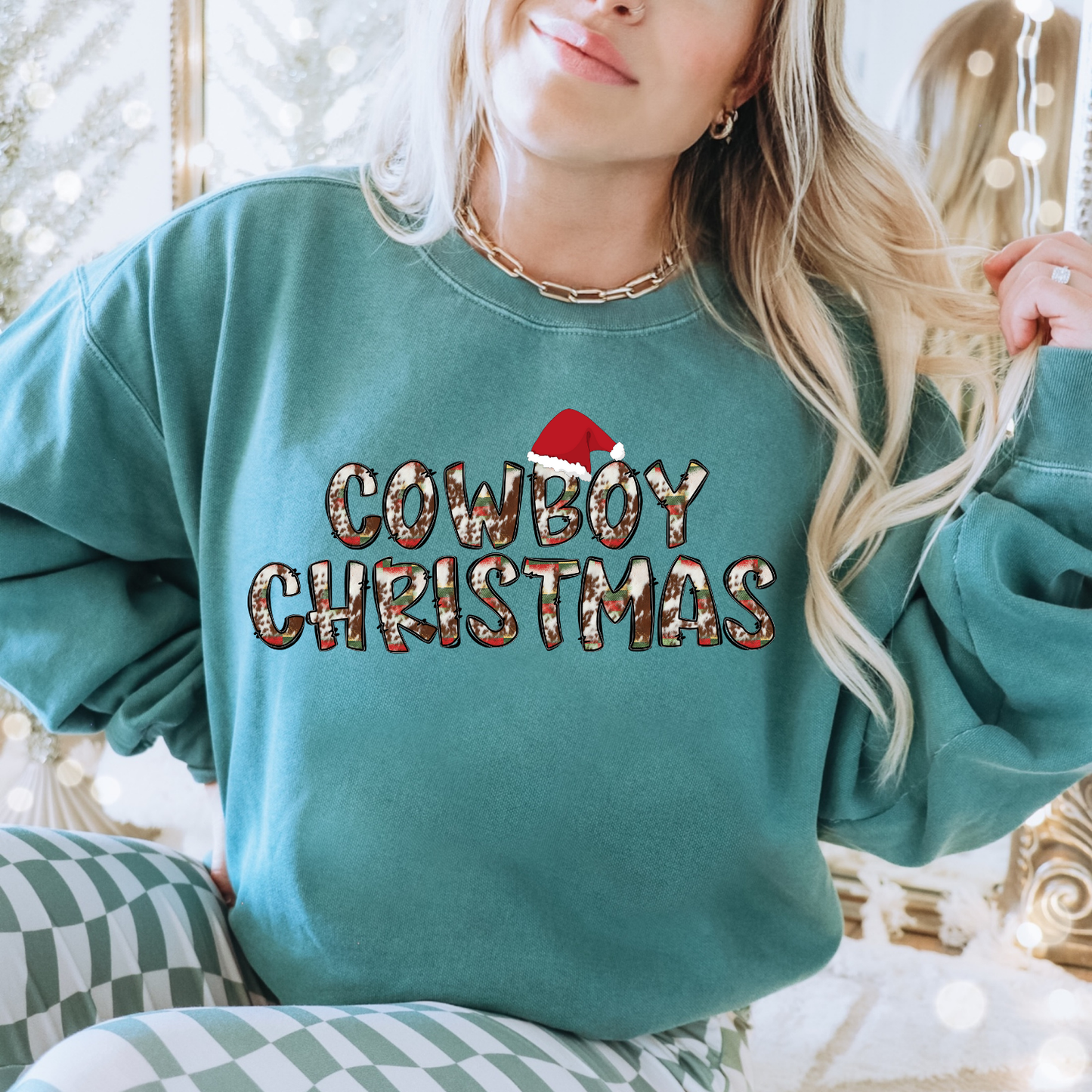 Cow Print Cowboy Christmas DTF Transfer