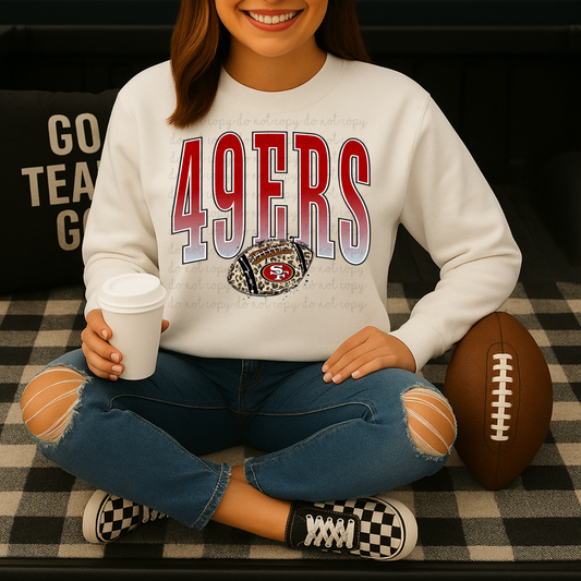 49ers Leopard Print Football DTF Transfers