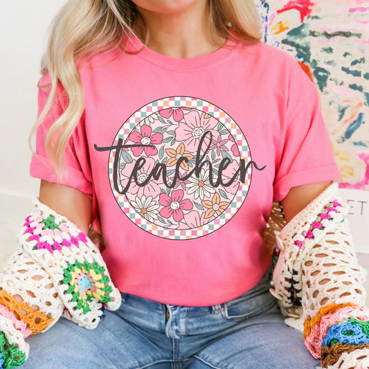 Spring Floral Teacher DTF Transfer