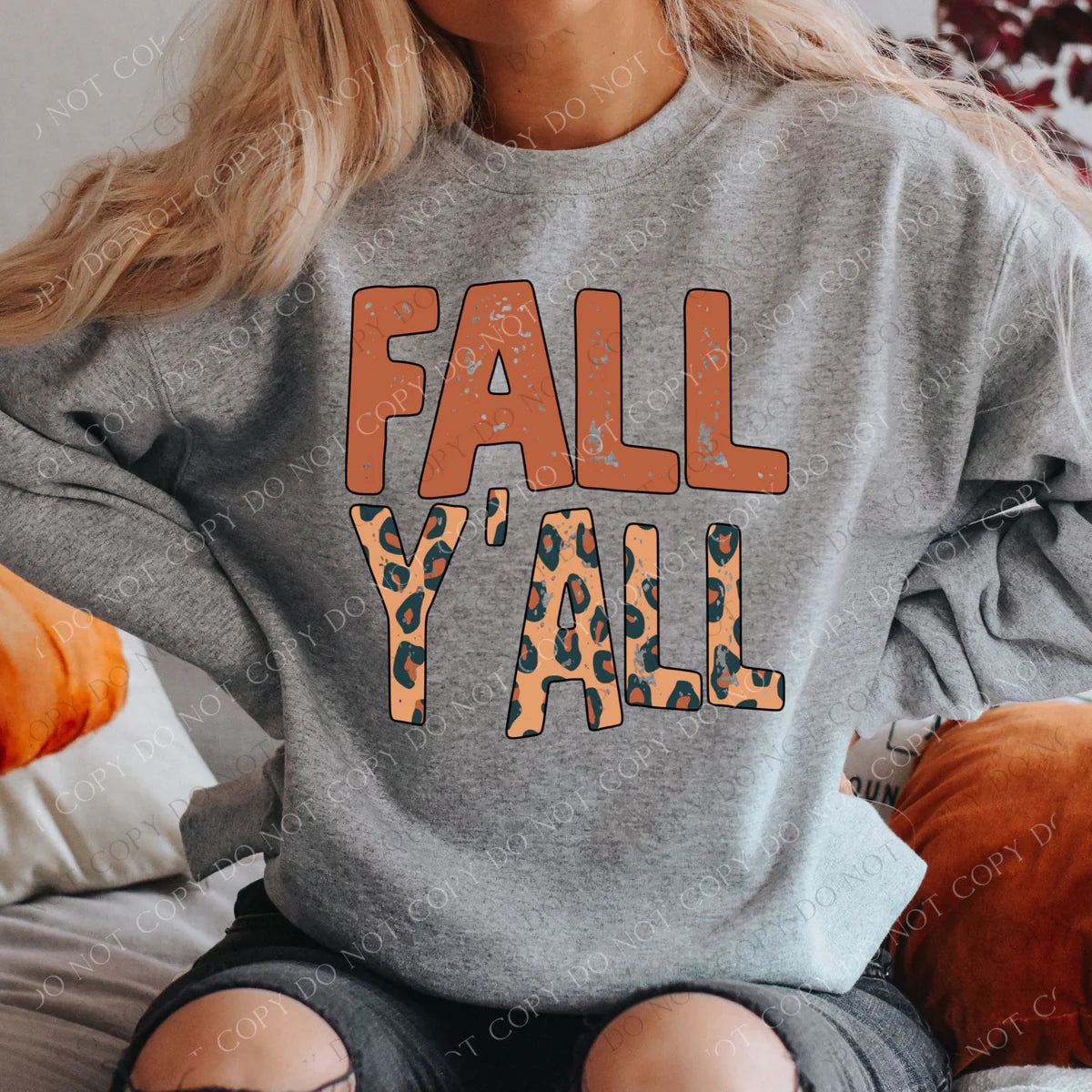 Fall Y'all Leopard & Burnt Orange Fall DTF Transfer