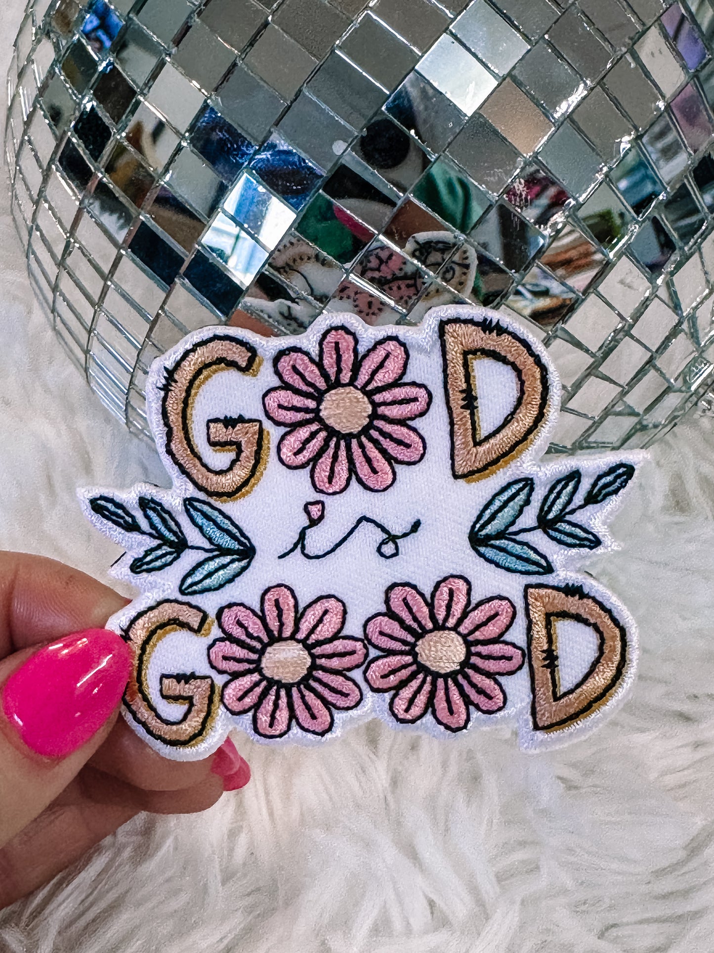 God is Good Floral Hat/Pocket Patch