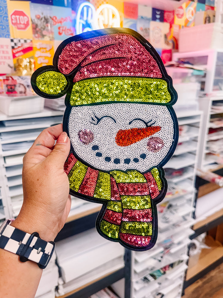 Snowman Christmas Sequin Patch (Adult Size)
