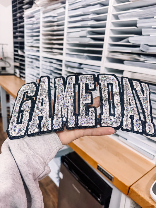 Game Day Varsity Silver Sequin Patch (Adult Size)