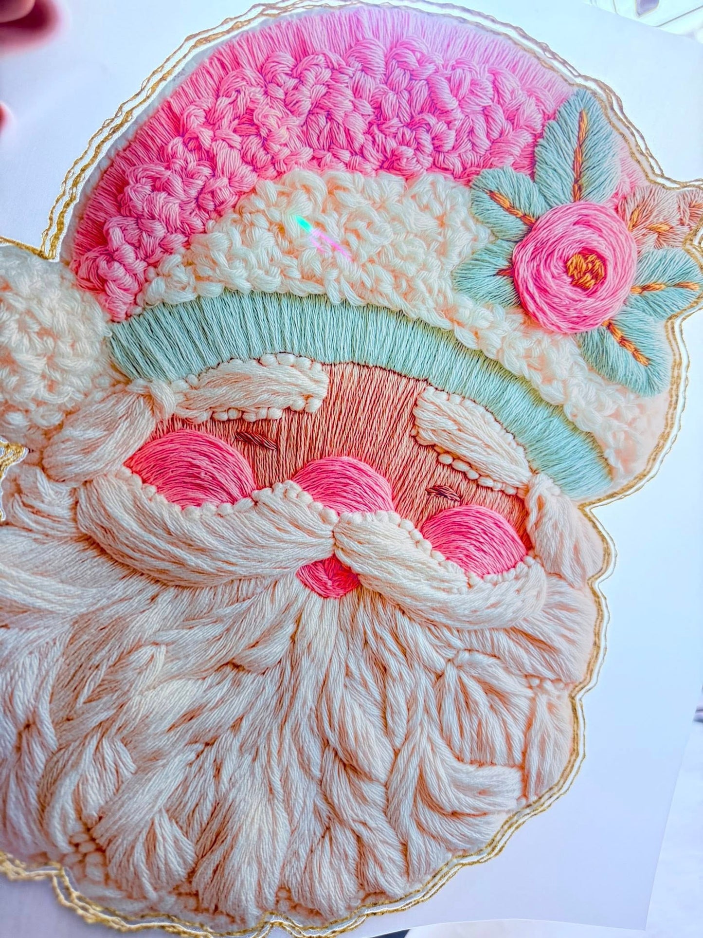 Faux Yarn Christmas French Knot Santa DTF Transfer