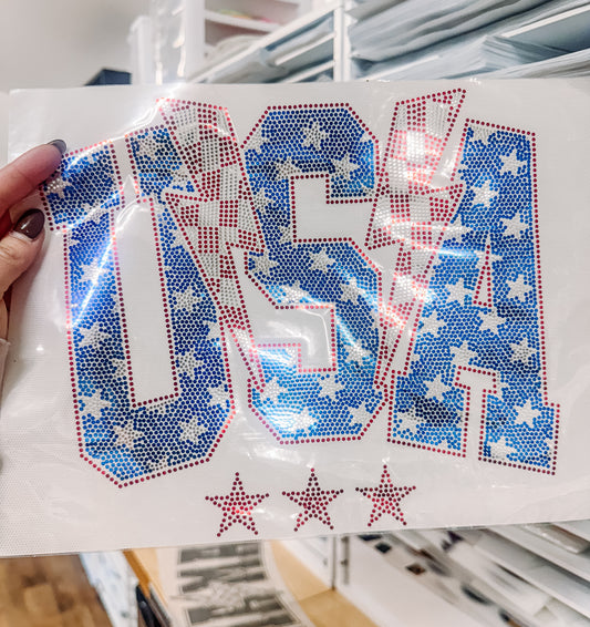 USA Lightening Bolt Spangle Transfer