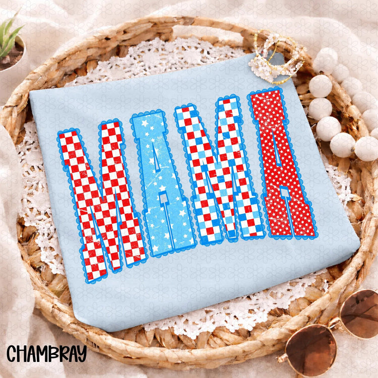 Checkered Mama 4th of July DTF Transfer