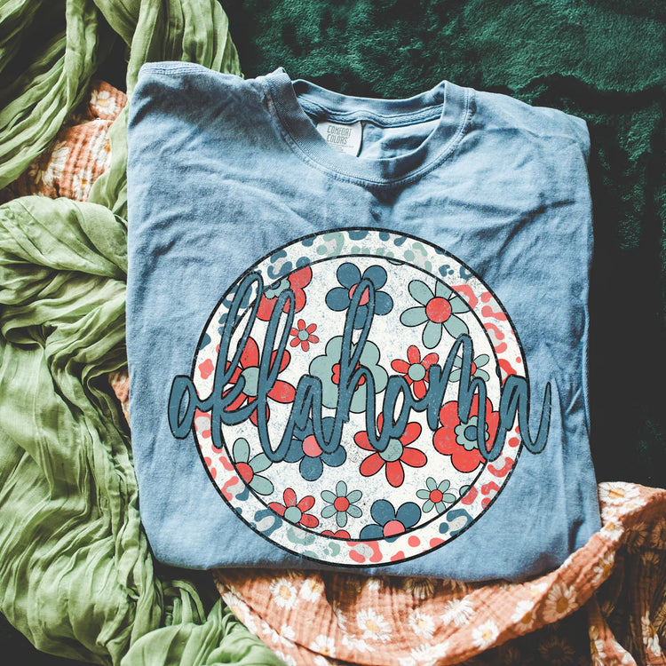 Oklahoma Patriotic State Boho Leopard DTF Transfer