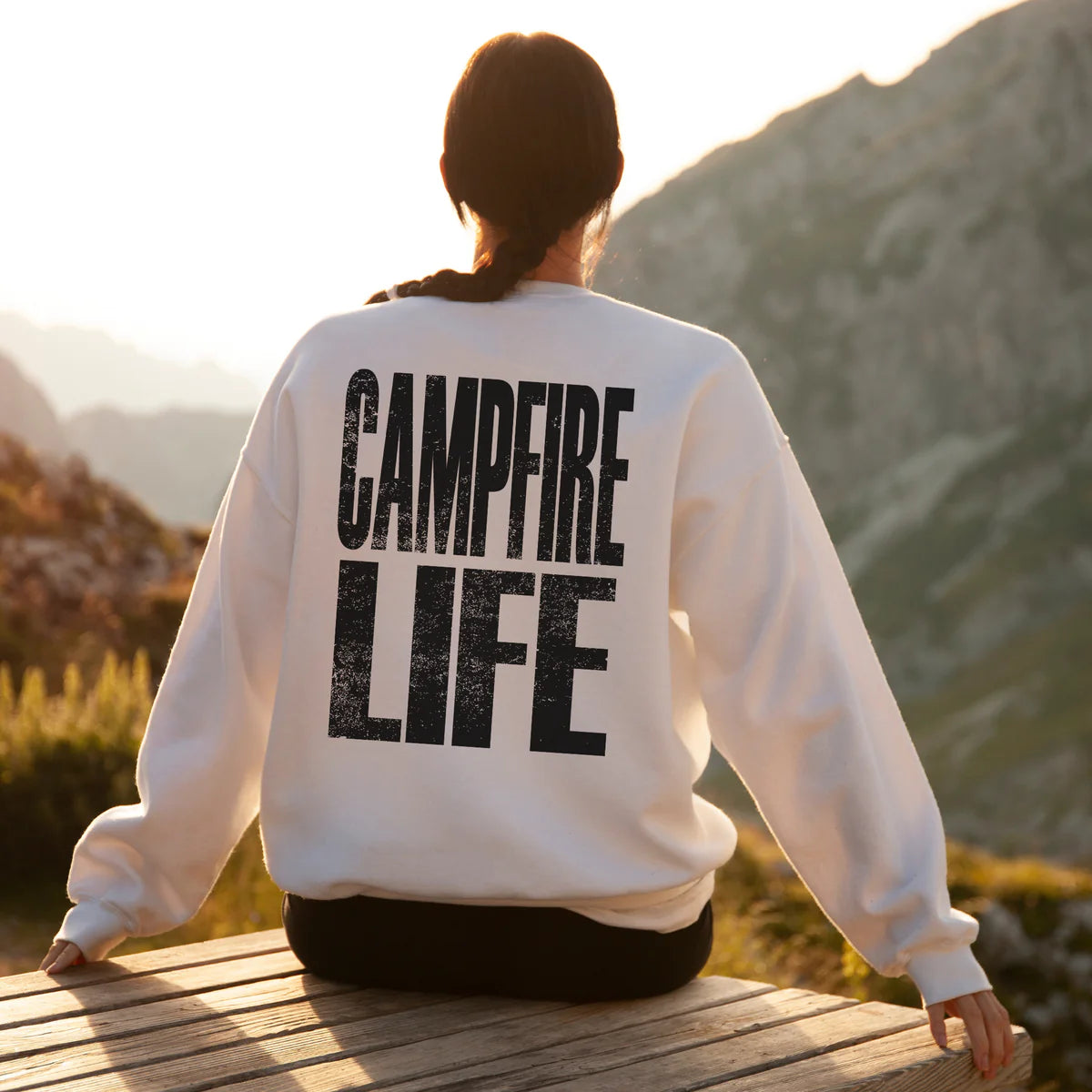 Campfire Life Black Distressed DTF Transfer