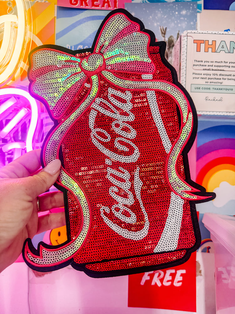 Cola Pink Coquette Sequin Chenille Patch (Adult Size)