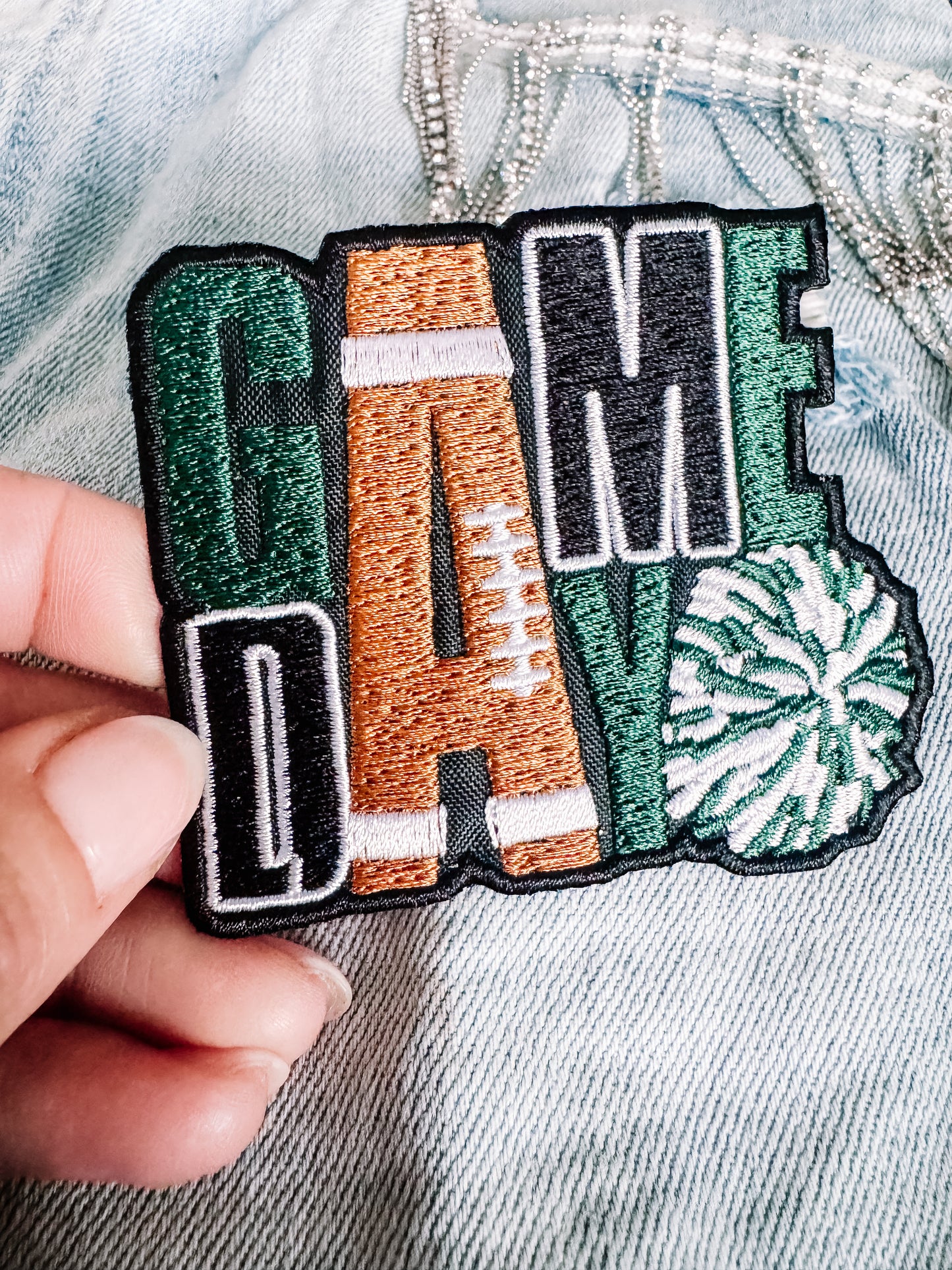 Green Football Game Day Hat/Pocket Patch