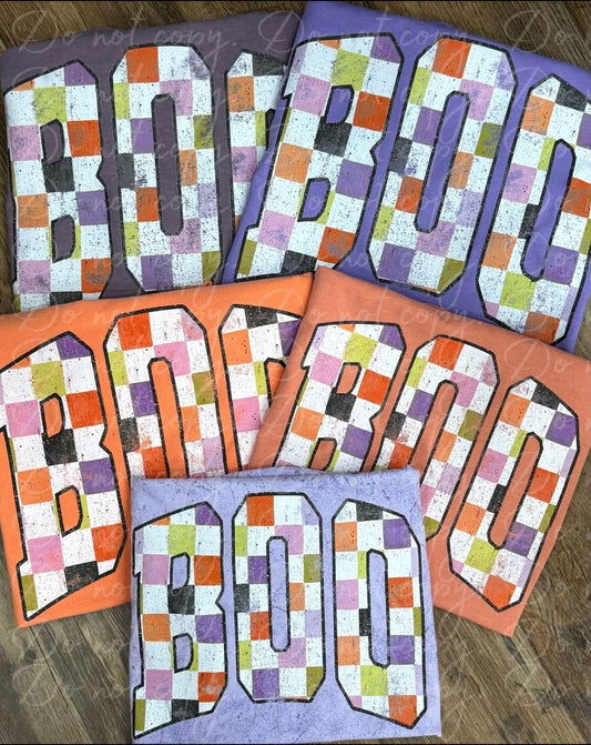 Checkered Boo DTF Transfer