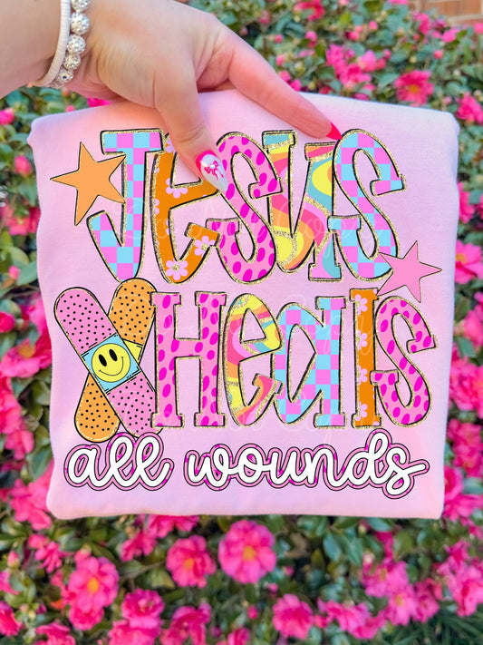 Jesus Heals all Wounds Faith DTF Transfer